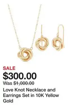 Belk Love Knot Necklace and Earrings Set in 10K Yellow Gold offer