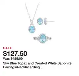 Belk Sky Blue Topaz and Created White Sapphire Earrings/Necklace/Ring Set in Sterling Silver offer