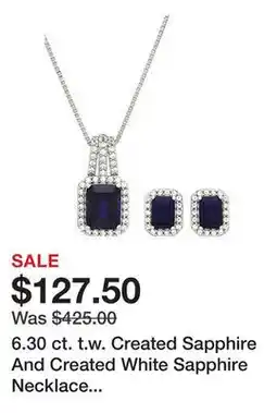 Belk 6.30 ct. t.w. Created Sapphire And Created White Sapphire Necklace Set in Sterling Silver offer