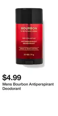 Bath & Body Works Mens Bourbon Antiperspirant Deodorant offer