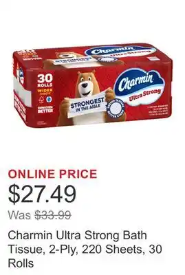 Costco Charmin Ultra Strong Bath Tissue, 2-Ply, 220 Sheets, 30 Rolls offer