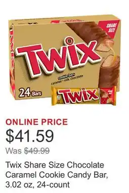 Costco Twix Share Size Chocolate Caramel Cookie Candy Bar, 3.02 oz, 24-count offer