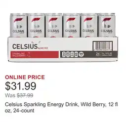 Costco Celsius Sparkling Energy Drink, Wild Berry, 12 fl oz, 24-count offer