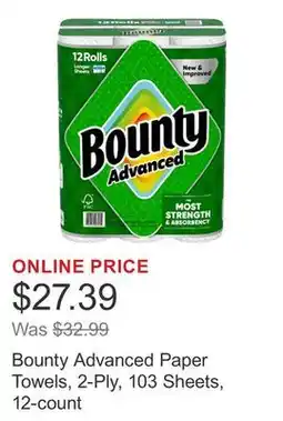 Costco Bounty Advanced Paper Towels, 2-Ply, 103 Sheets, 12-count offer