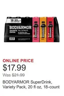 Costco BODYARMOR SuperDrink, Variety Pack, 20 fl oz, 18-count offer