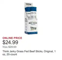 Costco Think Jerky Grass Fed Beef Sticks, Original, 1 oz, 20-count offer