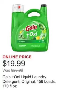 Costco Gain +Oxi Liquid Laundry Detergent, Original, 159 Loads, 170 fl oz offer