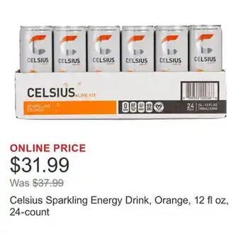 Costco Celsius Sparkling Energy Drink, Orange, 12 fl oz, 24-count offer