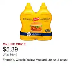 Costco French's, Classic Yellow Mustard, 30 oz, 2-count offer