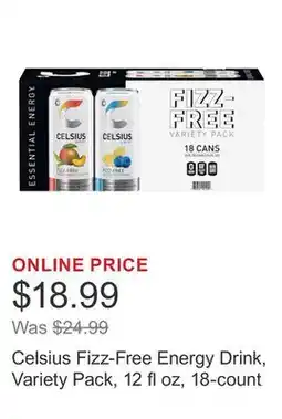 Costco Celsius Fizz-Free Energy Drink, Variety Pack, 12 fl oz, 18-count offer