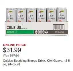 Costco Celsius Sparkling Energy Drink, Kiwi Guava, 12 fl oz, 24-count offer