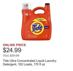Costco Tide Ultra Concentrated Liquid Laundry Detergent, 152 Loads, 170 fl oz offer