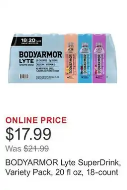 Costco BODYARMOR Lyte SuperDrink, Variety Pack, 20 fl oz, 18-count offer