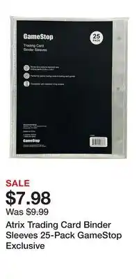 Game Stop Atrix Trading Card Binder Sleeves 25-Pack GameStop Exclusive offer