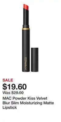 Ulta Beauty MAC Powder Kiss Velvet Blur Slim Moisturizing Matte Lipstick offer