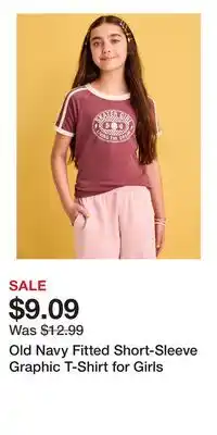Old Navy Old Navy Fitted Short-Sleeve Graphic T-Shirt for Girls offer