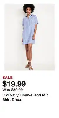 Old Navy Old Navy Linen-Blend Mini Shirt Dress offer
