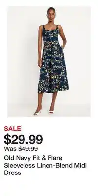 Old Navy Old Navy Fit & Flare Sleeveless Linen-Blend Midi Dress offer