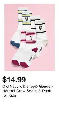 Old Navy Old Navy x Disney Gender-Neutral Crew Socks 3-Pack for Kids offer