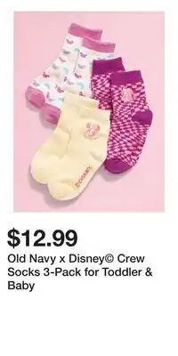 Old Navy Old Navy x Disney Crew Socks 3-Pack for Toddler & Baby offer