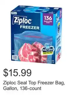 Costco Ziploc Seal Top Freezer Bag, Gallon, 136-count offer