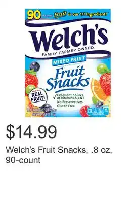Costco Welch's Fruit Snacks, .8 oz, 90-count offer