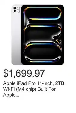 Costco Apple iPad Pro 11-inch, 2TB Wi-Fi (M4 chip) Built For Apple Intelligence offer