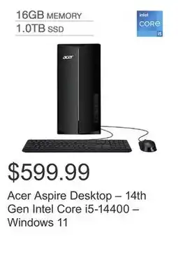 Costco Acer Aspire Desktop – 14th Gen Intel Core i5-14400 – Windows 11 offer