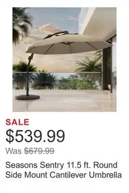 Costco Seasons Sentry 11.5 ft. Round Side Mount Cantilever Umbrella offer