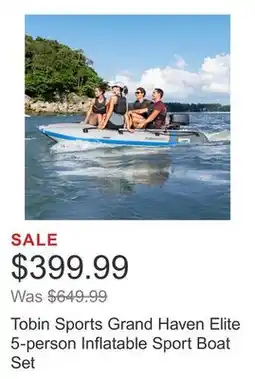 Costco Tobin Sports Grand Haven Elite 5-person Inflatable Sport Boat Set offer
