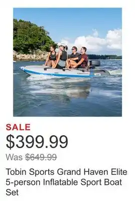 Costco Tobin Sports Grand Haven Elite 5-person Inflatable Sport Boat Set offer