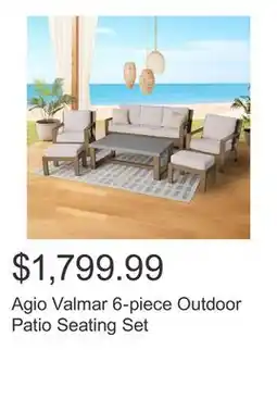 Costco Agio Valmar 6-piece Outdoor Patio Seating Set offer