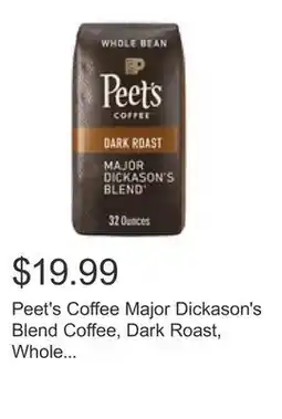Costco Peet's Coffee Major Dickason's Blend Coffee, Dark Roast, Whole Bean, 2 lbs offer