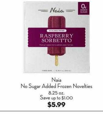 Bristol Farms Naia No Sugar Added Frozen Novelties offer