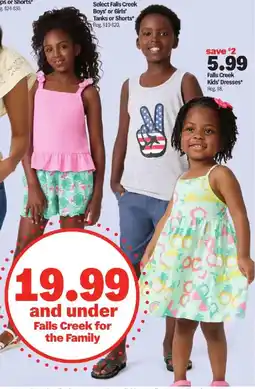 Meijer Select Falls Creek Boys' or Girls' Tanks or Shorts offer