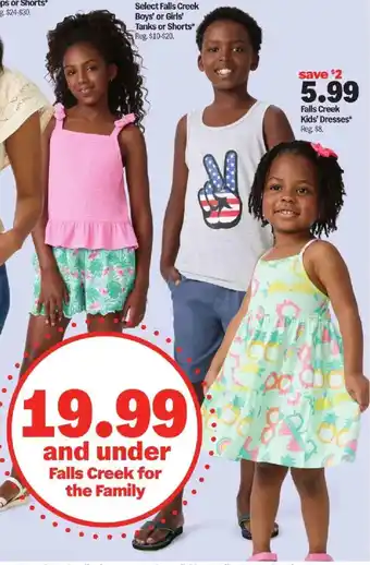 Meijer Select Falls Creek Boys' or Girls' Tanks or Shorts offer