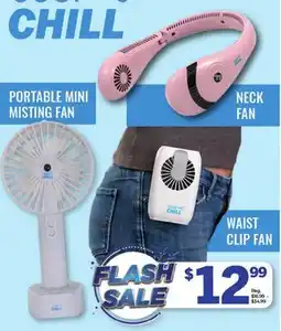 Showcase US PORTABLE MINI MISTING FAN, NECK FAN, WAIST CLIP FAN offer