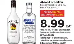 Food 4 Less Absolut or Malibu offer