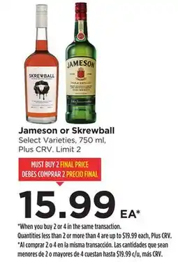 Food 4 Less Jameson or Skrewball offer