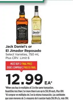 Food 4 Less Jack Daniel's or El Jimador Reposado offer