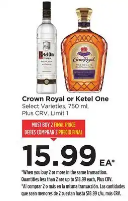 Food 4 Less Crown Royal or Ketel One offer