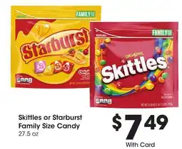 Ralphs Skittles or Starburst Family Size Candy offer
