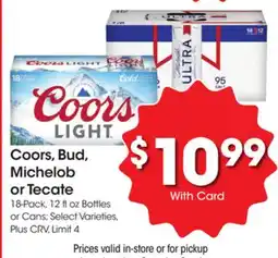 Ralphs Coors, Bud, Michelob or Tecate offer