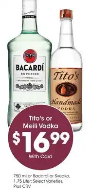 Ralphs Tito's or Meili Vodka offer