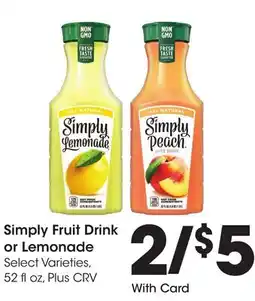 Ralphs Simply Fruit Drink or Lemonade offer