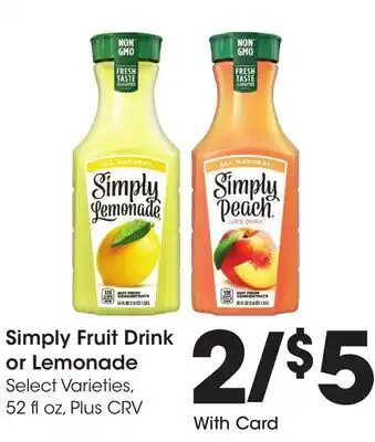 Ralphs Simply Fruit Drink or Lemonade offer