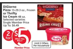 Vons DiGiorno Pizza 15-29.3 oz., Frozen or Thrifty Ice Cream 48 oz offer