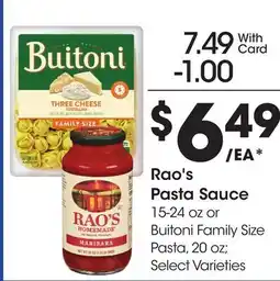 Ralphs Rao's Pasta Sauce offer