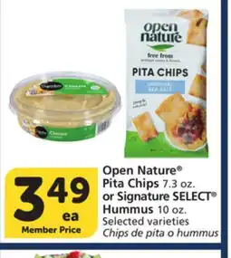 Vons Open Nature Pita Chips 7.3 oz. or Signature SELECT Hummus 10 oz offer