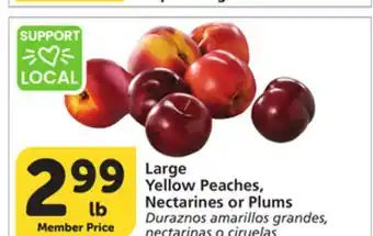 Vons Large Yellow Peaches, Nectarines or Plums offer